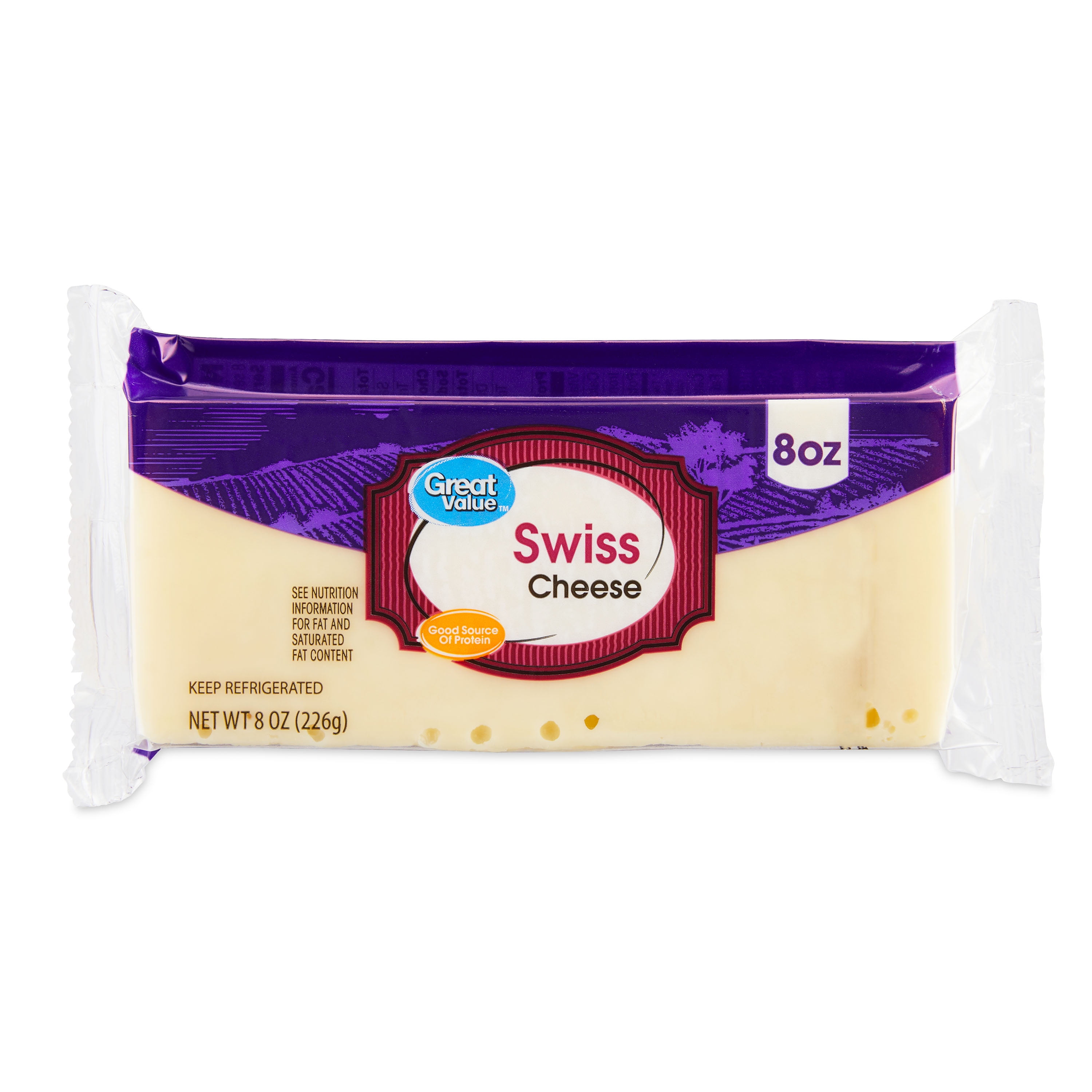 Great Value Swiss Cheese Block, 8 oz
