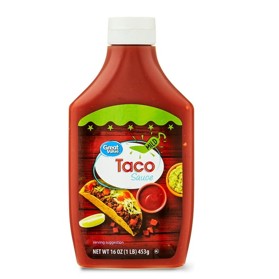 Great Value Taco Sauce Mild Gluten Free Paleo Keto Bottle, 16 oz