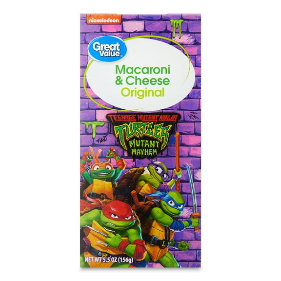 (2 pack) Great Value, Teenage Mutant Ninja Turtles Mac & Cheese, Original Flavor, 5.5oz Box, Shelf Stable