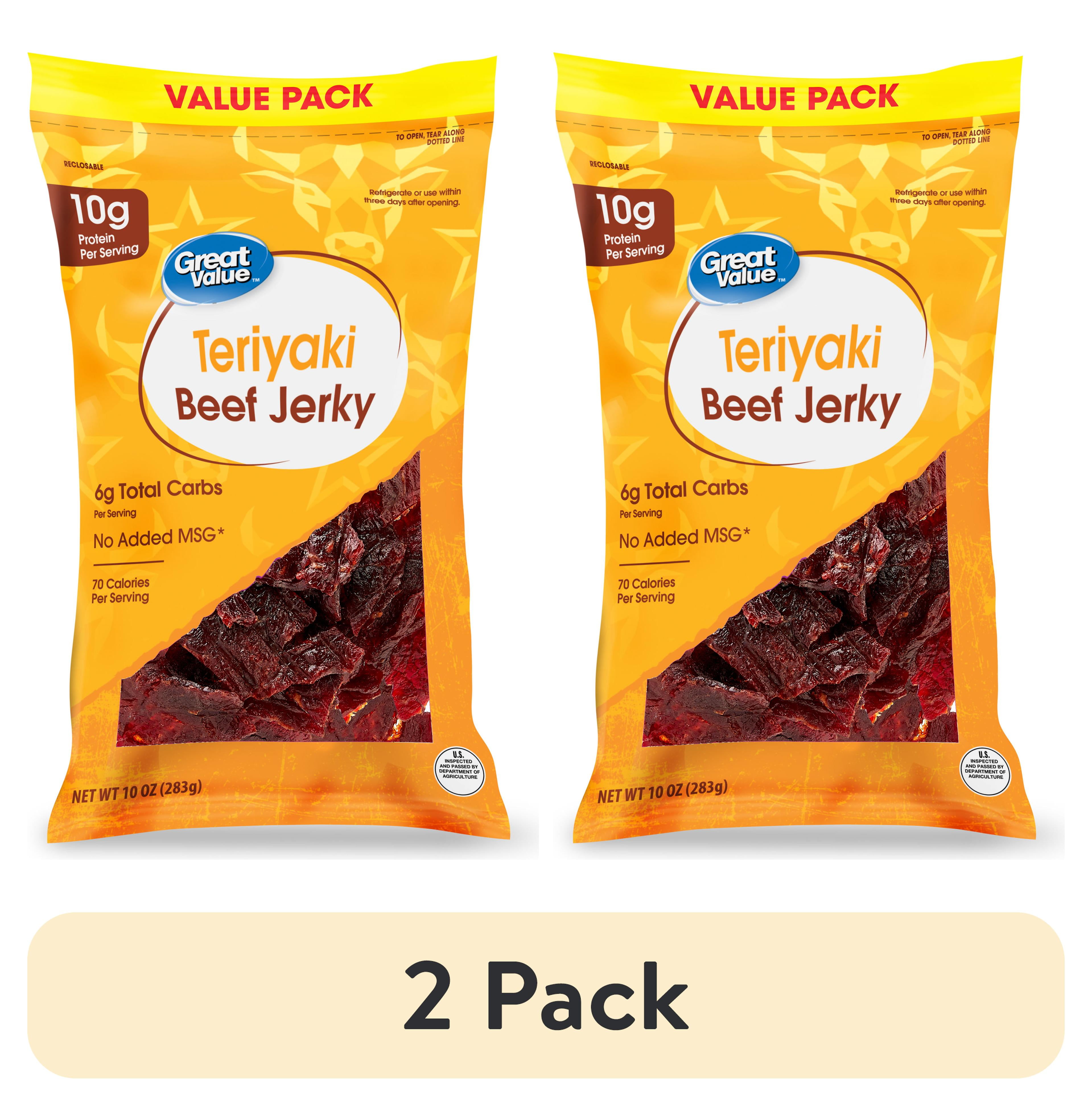 (2 pack) Great Value Teriyaki Beef Jerky Value Pack, 10 oz
