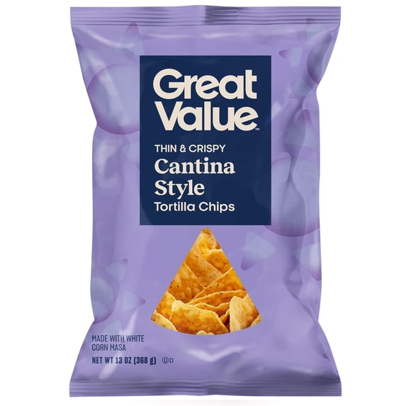 Great Value Thin and Crispy Cantina Style Tortilla Chips, 13 oz