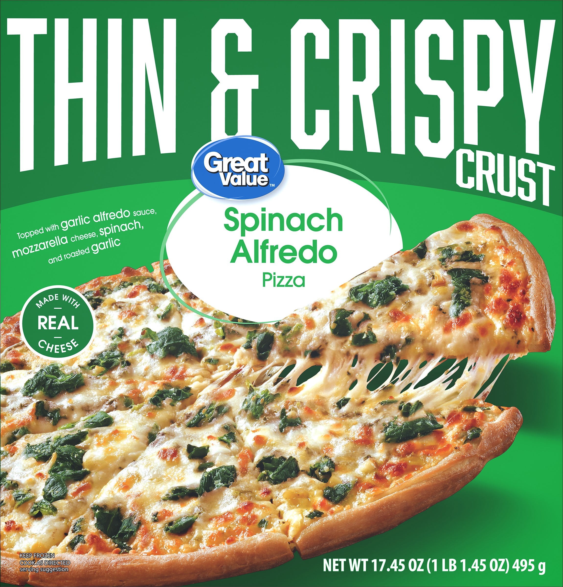 Great Value Spinach Alfredo Pizza with Thin Crispy Crust 17.45 oz