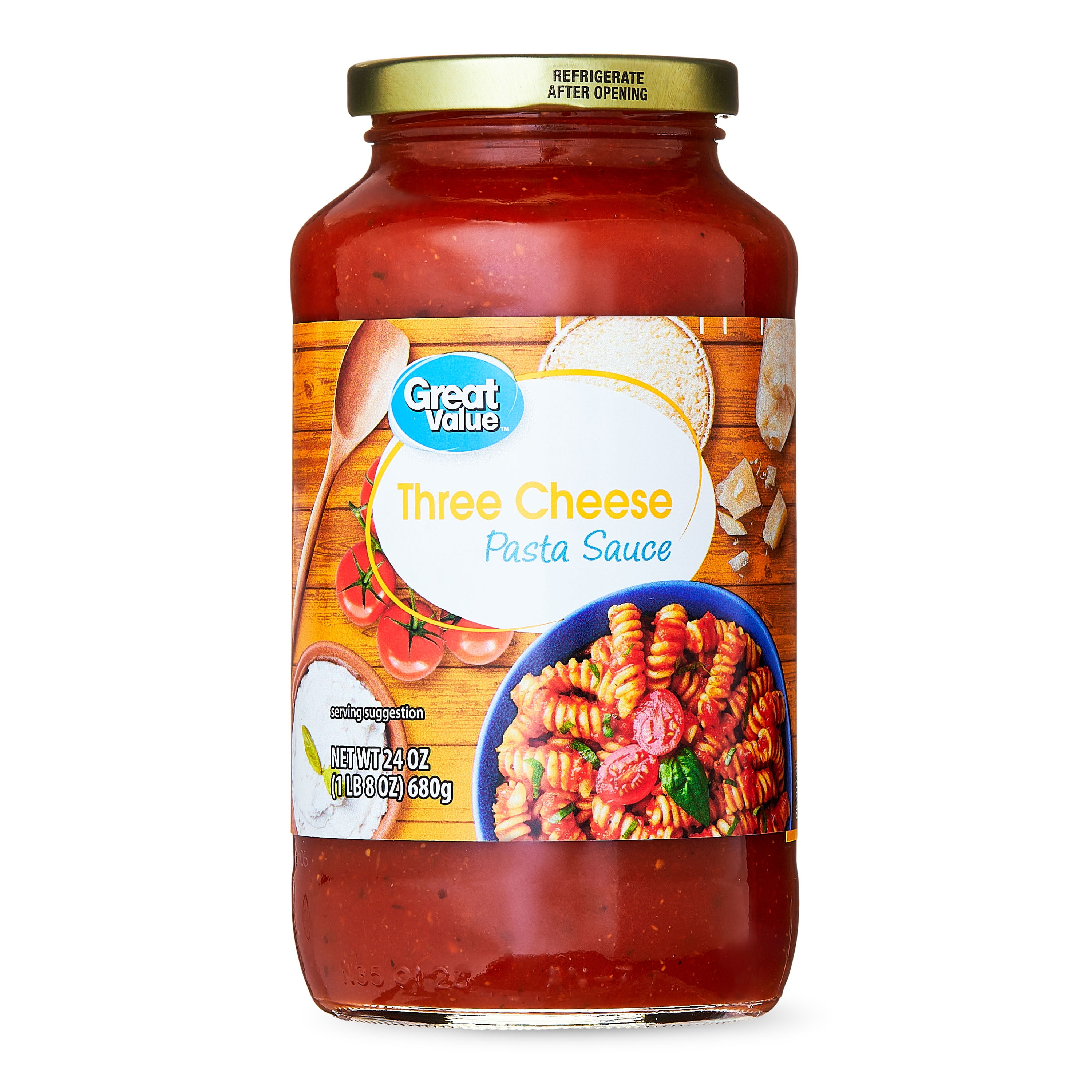 Great Value Three Cheese Pasta Sauce, 24 oz Jar