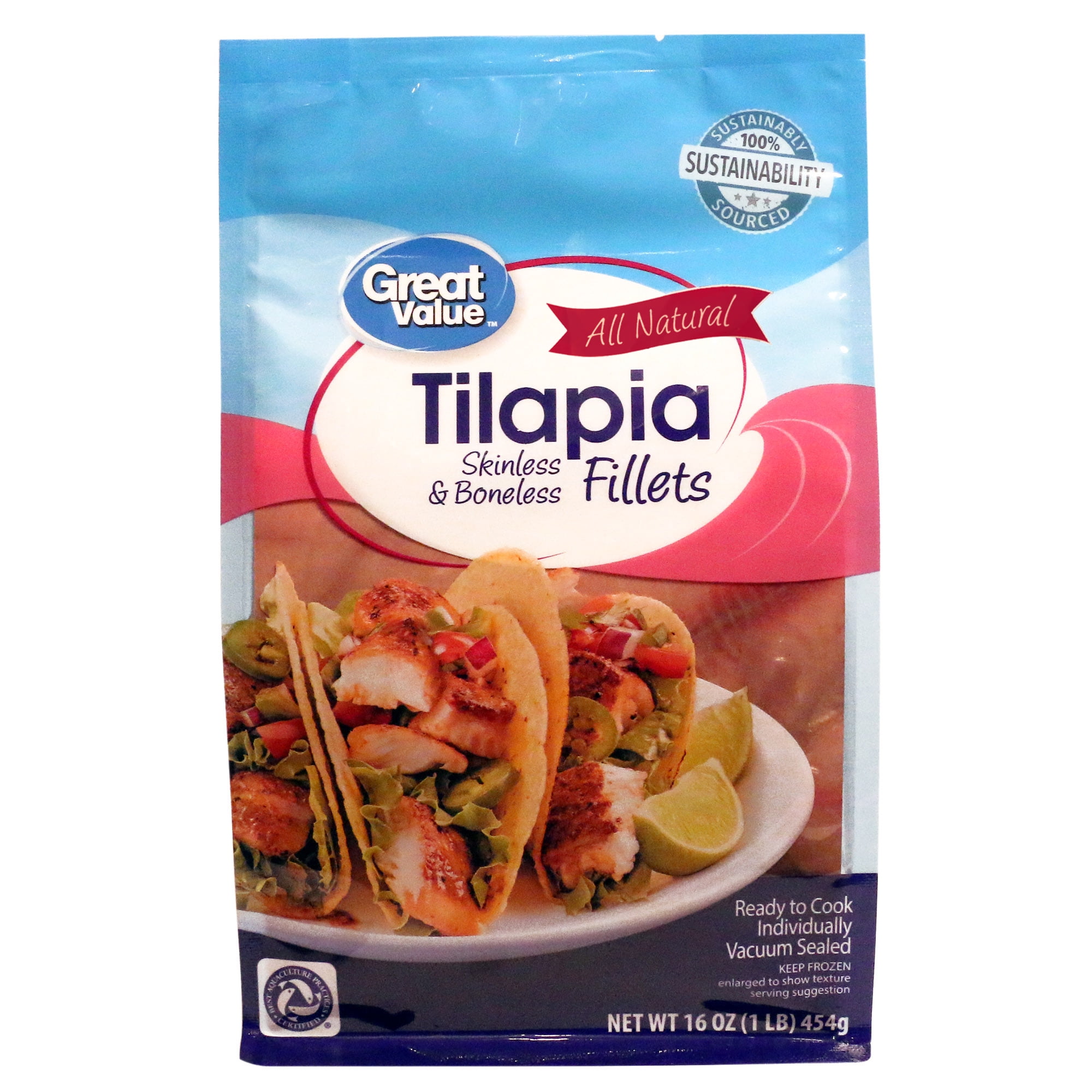 Great Value Tilapia Fillets 1lb All Natural