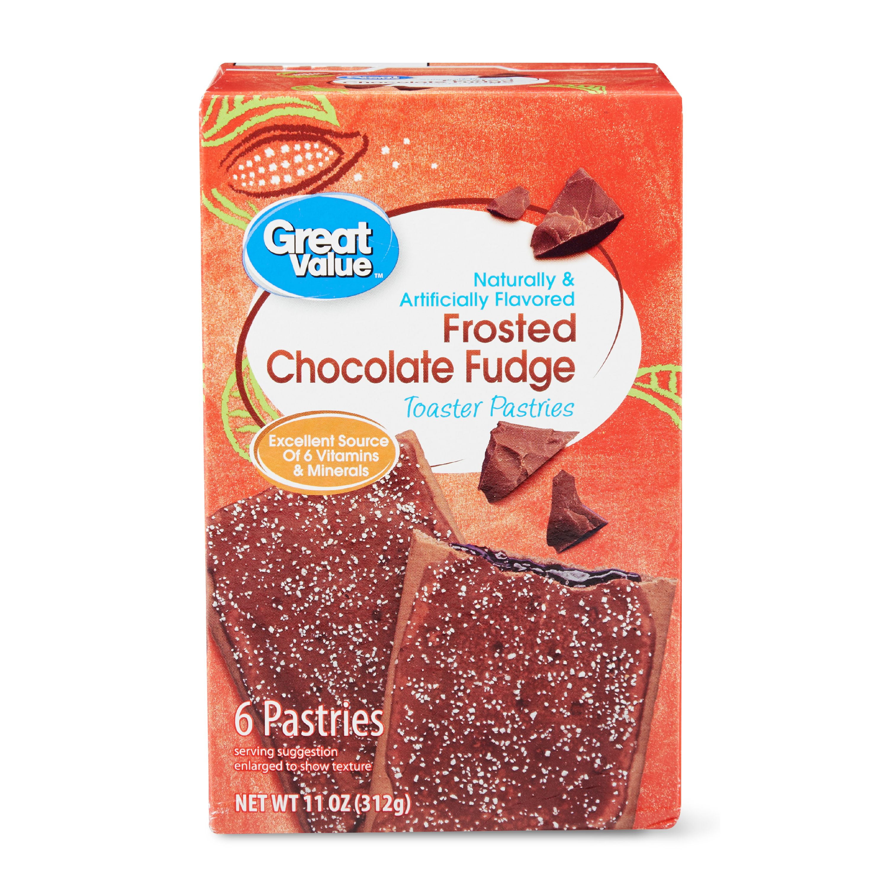 Great Value Toaster Pastries, Chocolate Fudge, 11 oz, 6 Ct