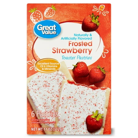 Great Value Toaster Pastries, Frosted Strawberry, 11 oz, 6 Count