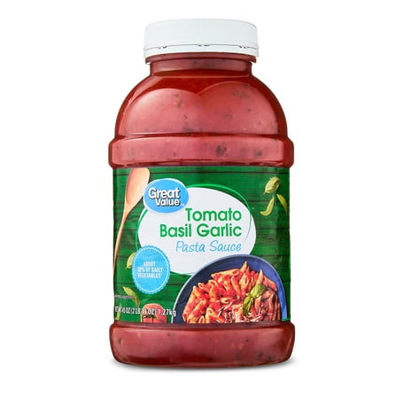 Great Value Tomato Basil Garlic Pasta Sauce, 45 oz Jar