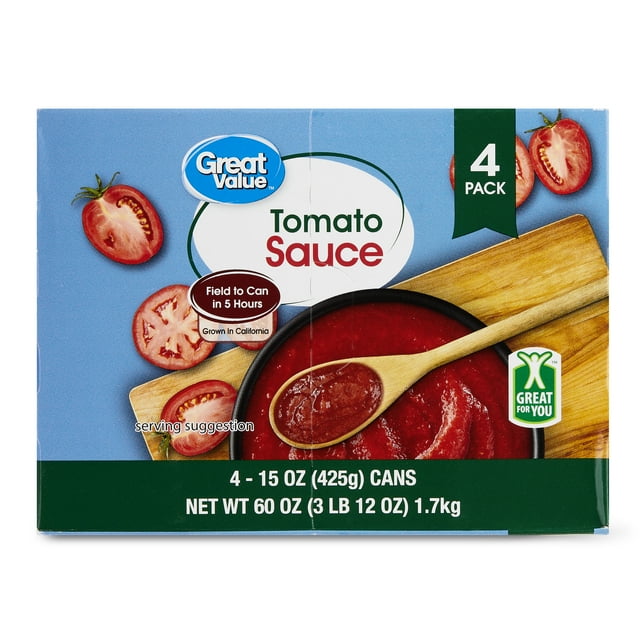 Great Value Tomato Sauce, 15 oz Can, 4 Count