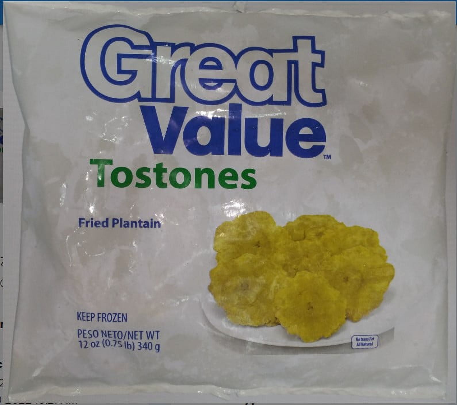 Great Value, Tostones, Frozen Fried Green Plantains, 12 ozs, 1 Count