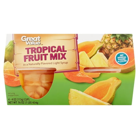 Great Value Tropical Fruit Mix, 4 oz, 4 Count
