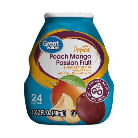 (10 pack) (10 Pack) Great Value Tropical Drink Enhancer, Peach Mango Passion Fruit, 1.62 fl oz