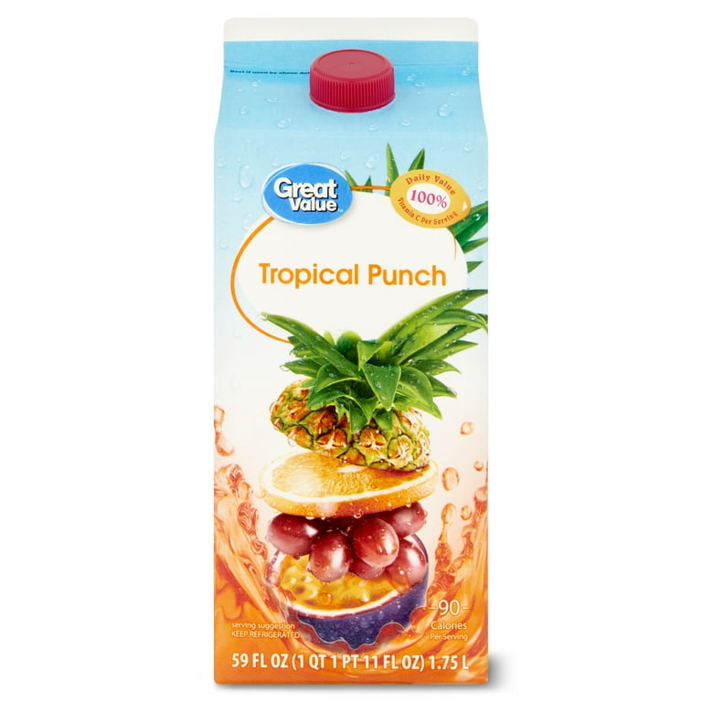 Great Value Tropical Punch Juice Drink 59 oz, Flavored with