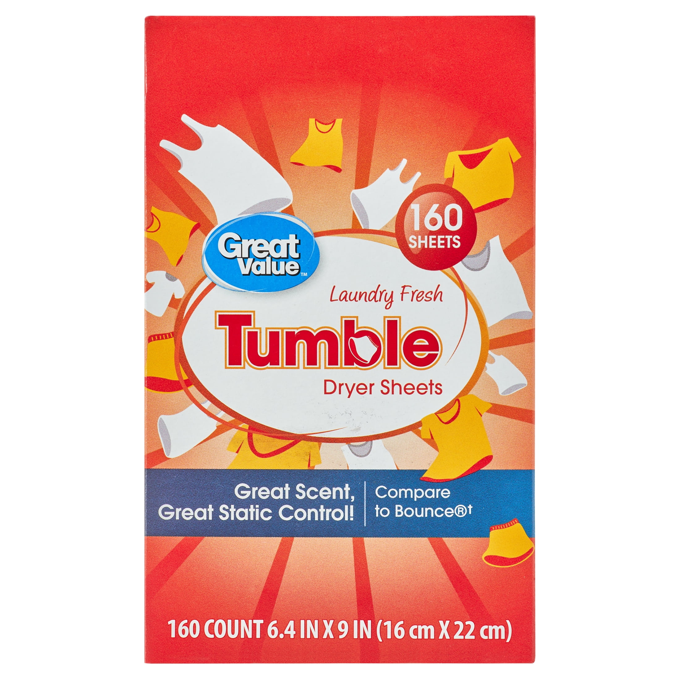 Great Value Tumble Dryer Sheets, Laundry Fresh, 160 count 