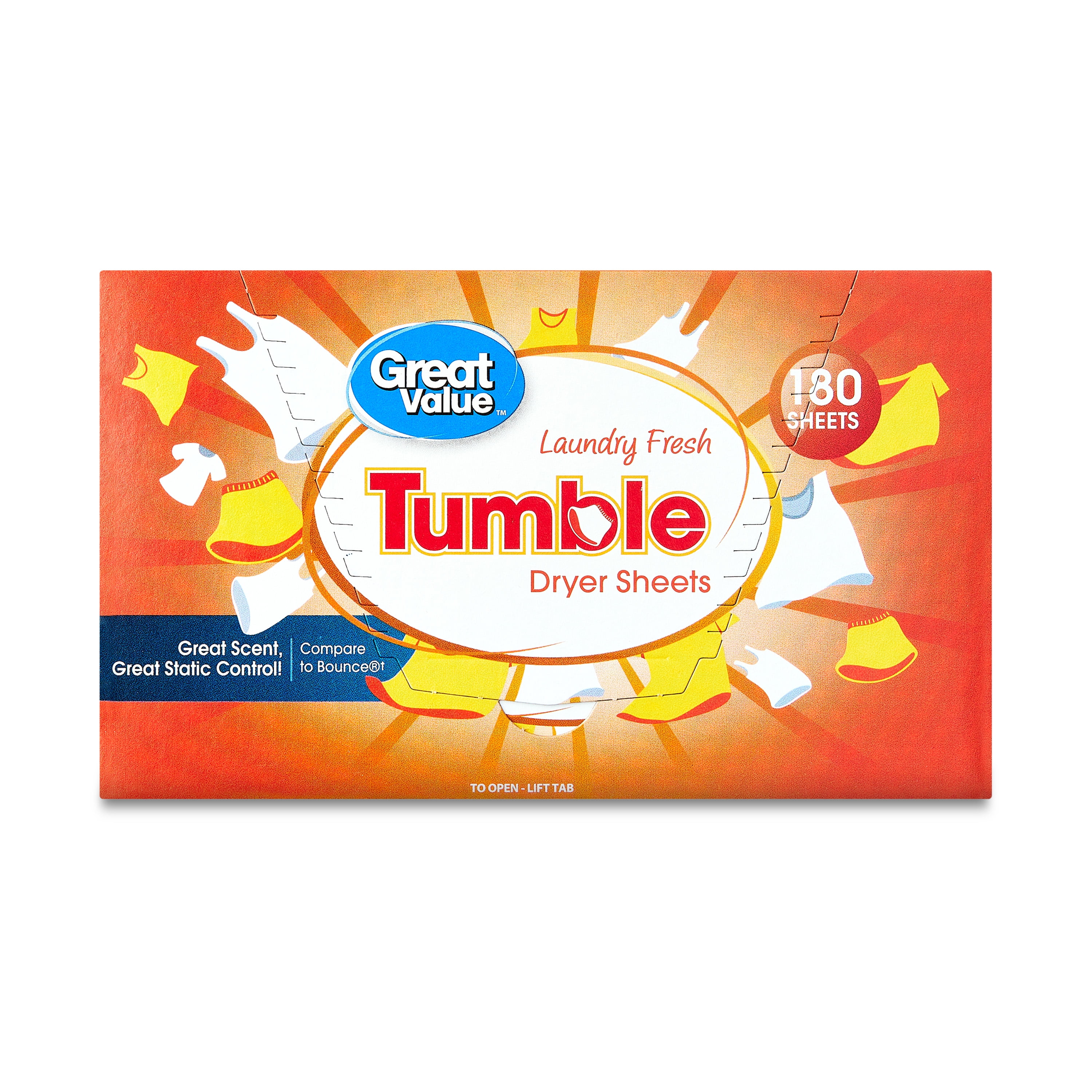 Great Value Tumble Dryer Sheets, Laundry Fresh, 180 Count, Compare to Bounce