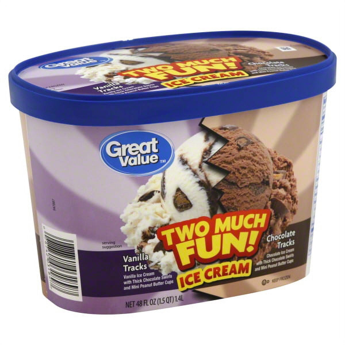 Great Value Two Much Fun! Vanilla Tracks & Chocolate Tracks Ice Cream