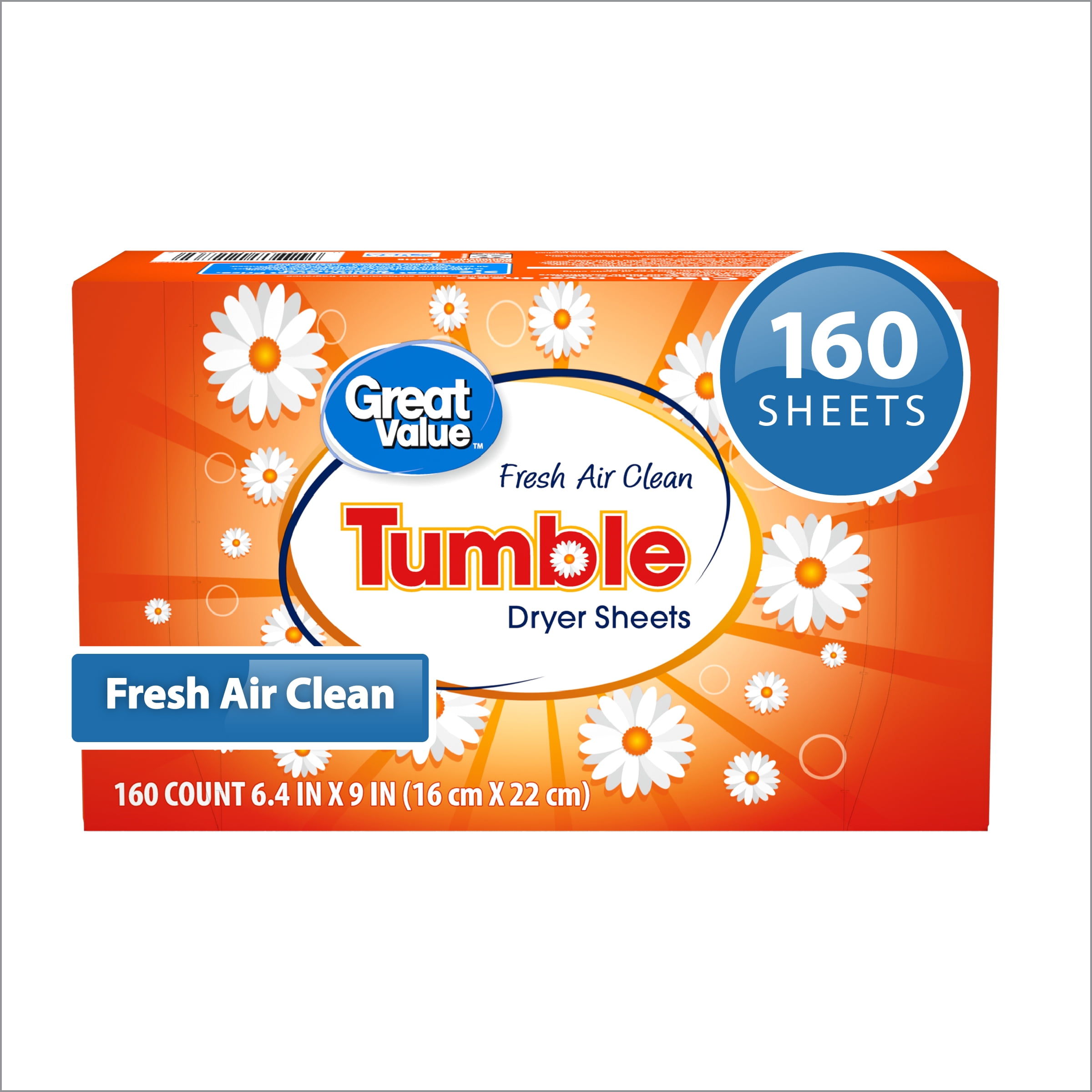 Great Value Ultimate Fresh Fabric Softener Tumble Dryer Sheets, Fresh