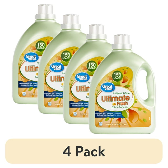 (4 pack) Great Value Ultimate Fresh Liquid Fabric Softener, Original