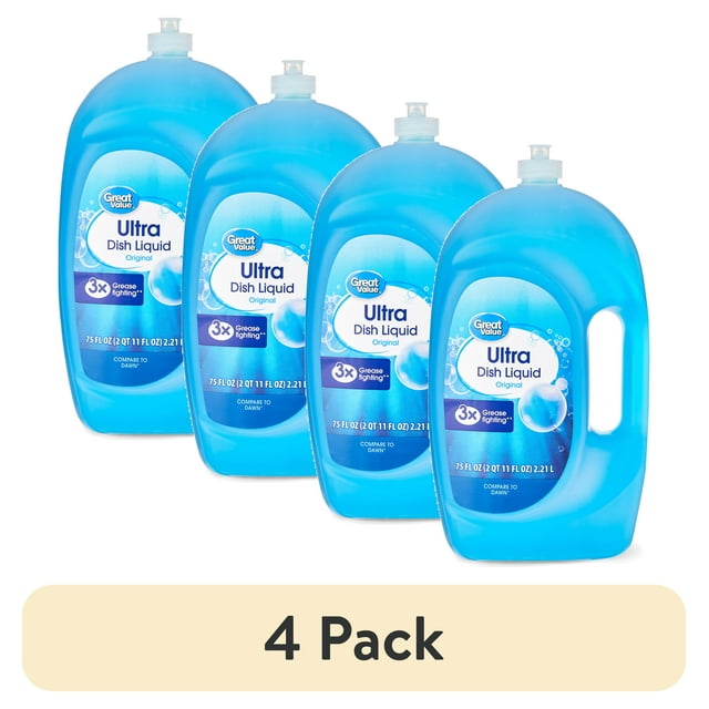 (4 pack) Great Value Ultra Original Dish Liquid, 75 fl oz