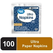Great Value Ultra Paper Napkins, White, 100 Count, 2-Ply Disposable Napkins
