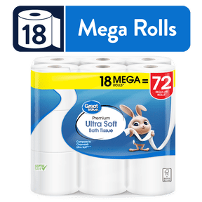 Great Value Ultra Soft Toilet Paper, 18 Mega Rolls, Compare to Charmin® Ultra Soft™