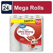 Great Value Ultra Strong 2-Ply Toilet Paper, 24 Mega Rolls, Compare to Charmin Ultra Strong