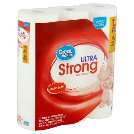 Great Value Ultra Strong Bath Tissue, 12 Count