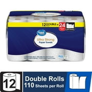 Great Value Ultra Strong Paper Towels, 12 Double Rolls