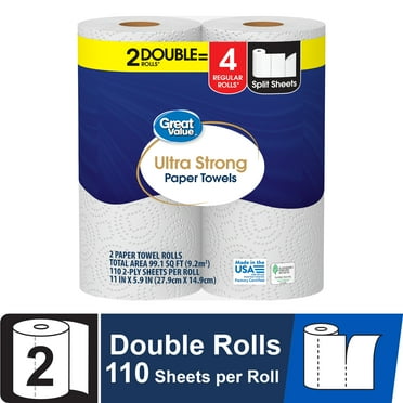 Great Value Ultra Strong Paper Towels, 2 Double Rolls