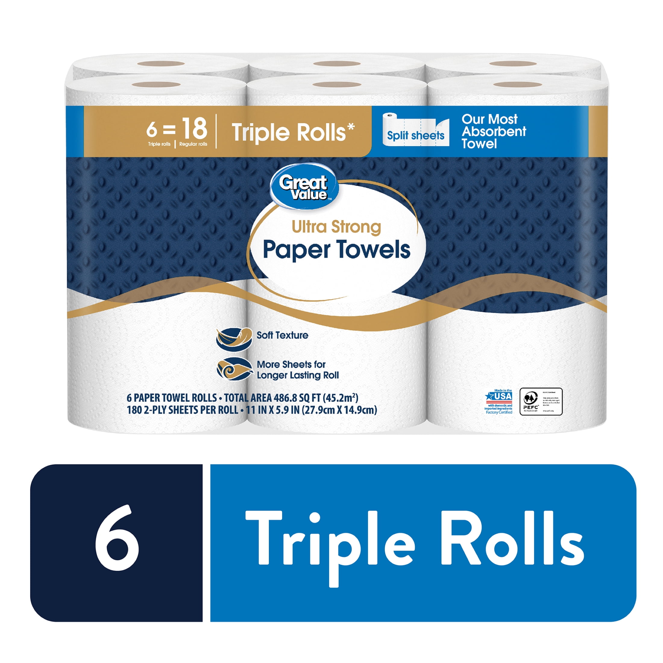 Simply Done Paper Towels, Ultra, Strong & Absorbent, Simple Size Select,  2-Ply