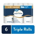 thumbnail image 1 of Great Value Ultra Strong Paper Towels, Split Sheets, 6 Triple Rolls, 1 of 10