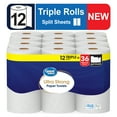 Great Value Ultra Strong Paper Towels, White, 12 Triple Rolls