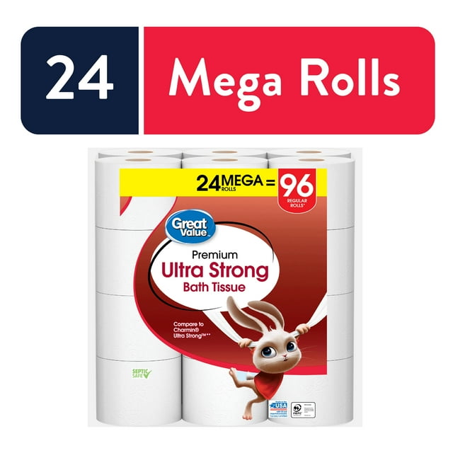 Great Value Ultra Strong 2-Ply Toilet Paper, 24 Mega Rolls - Walmart.com