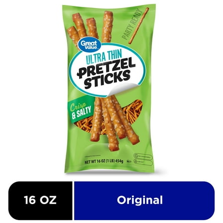 Great Value Ultra Thin Salty Pretzel Sticks, 16 oz