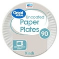 Great Value Uncoated Paper Plates, 9", 90 Count