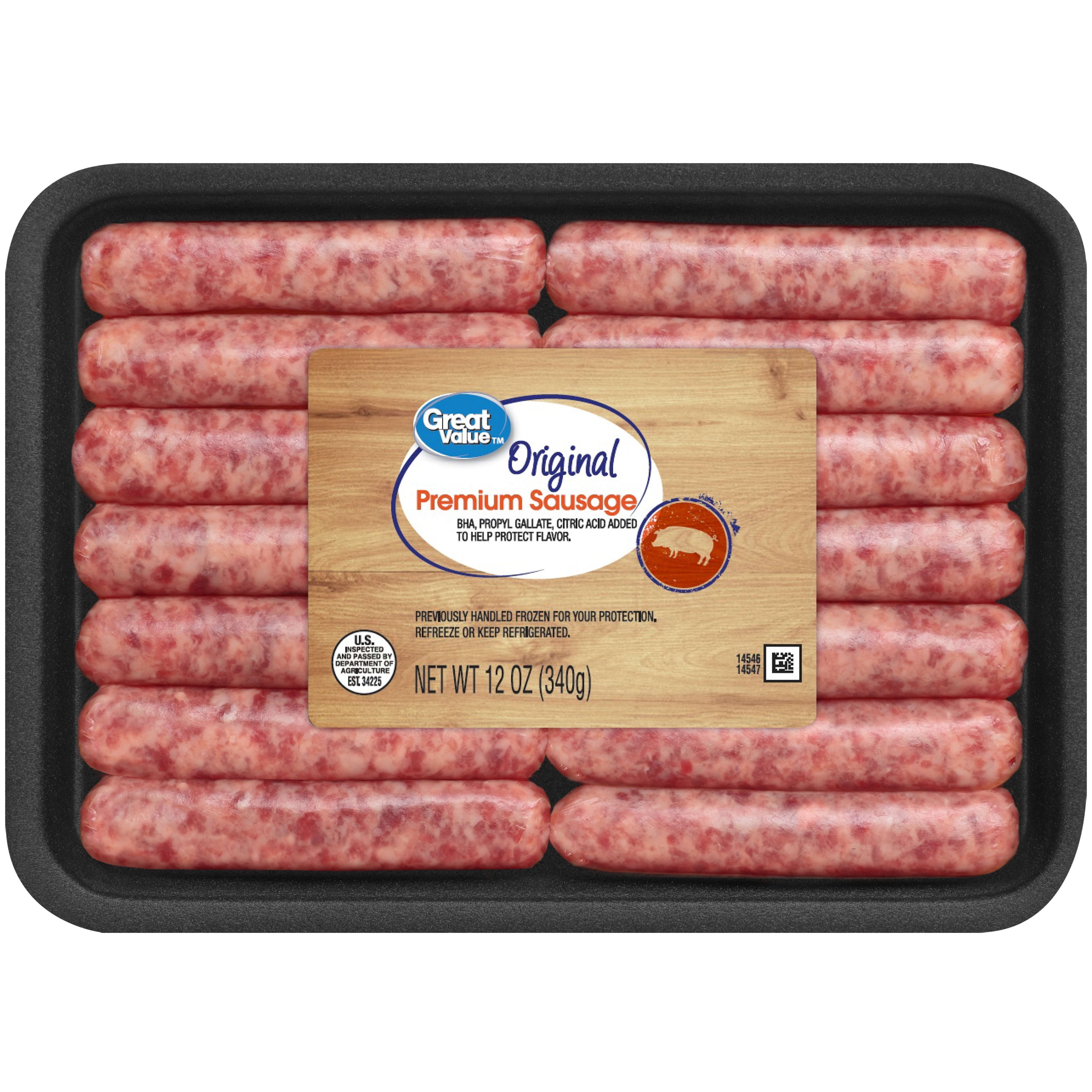 Great Value Uncooked Original Breakfast Pork Sausage Links 12oz package