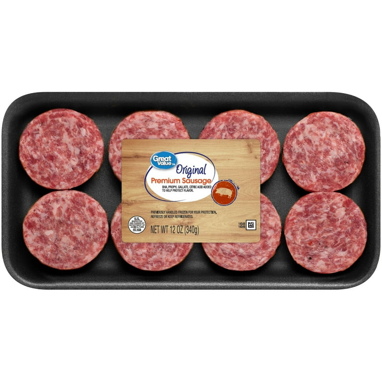 Great Value Uncooked Original Breakfast Pork Sausage Patties 12 oz Package Walmart