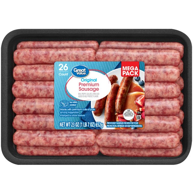 Great Value Uncooked Original Premium Breakfast Pork Sausage Links