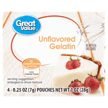 Great Value Unflavored Gelatin, 0.25 oz, 4 Count