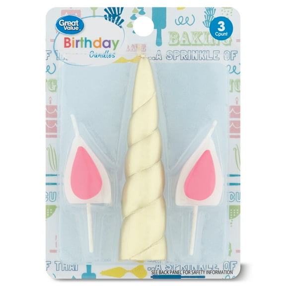 Great Value Unicorn Gold Birthday Candles, 3 Pieces