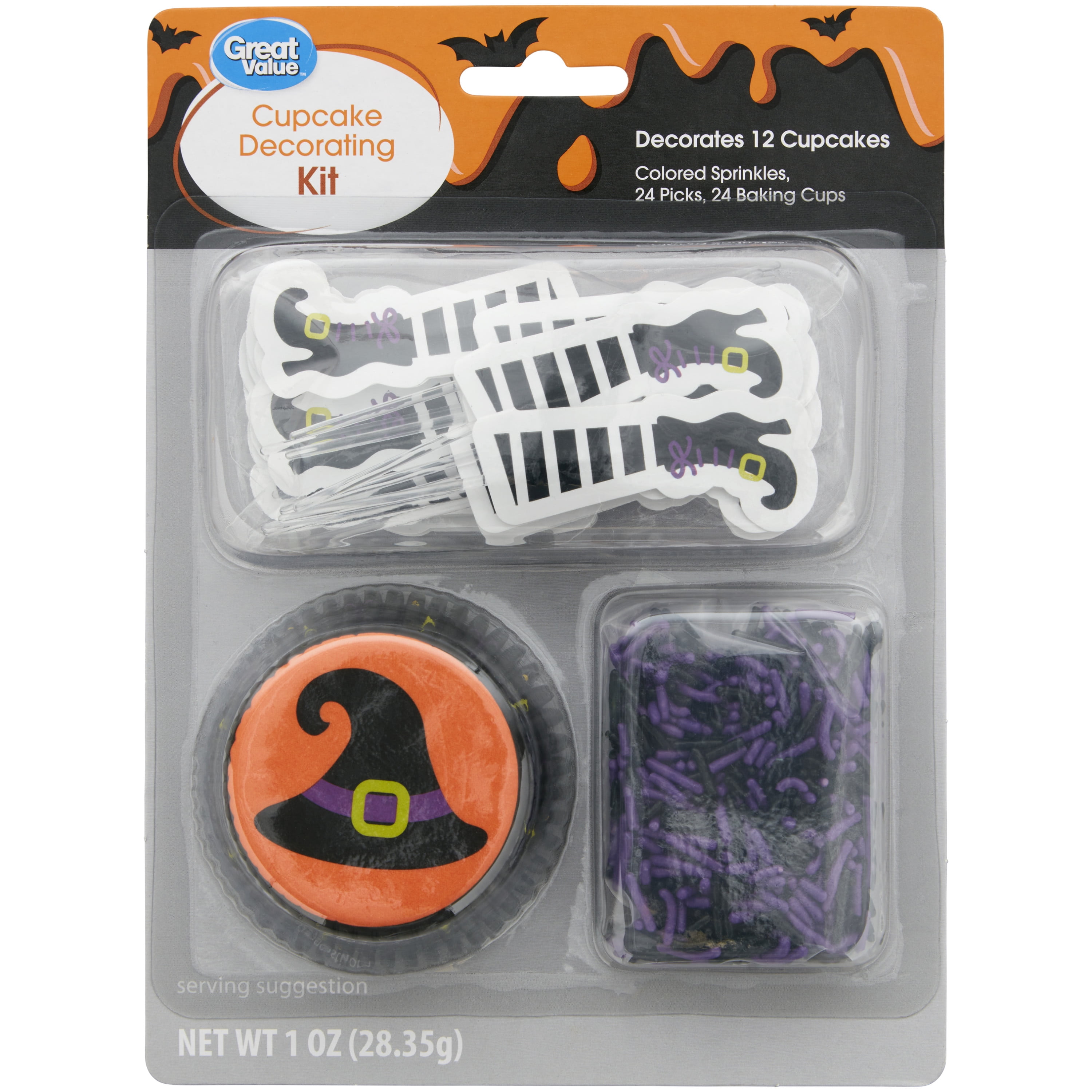 Great Value Upside Down Witch Halloween Cupcake Decorating Kit
