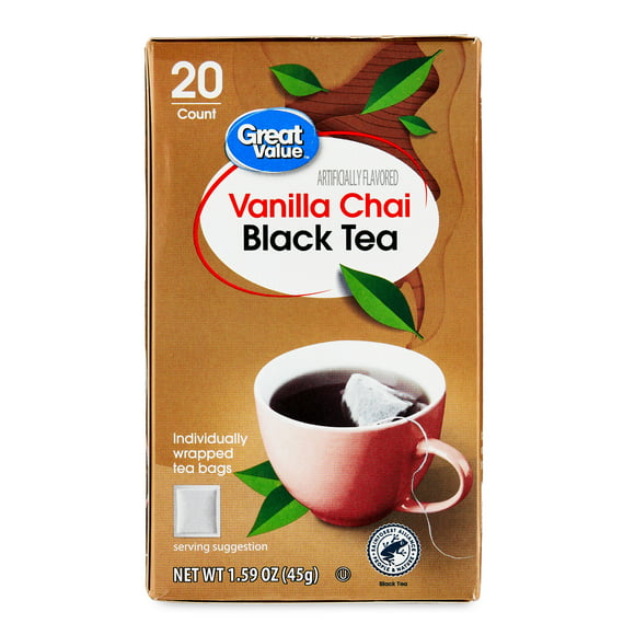 Great Value Vanilla Chai Black Tea, 1.59 oz, 20 Count
