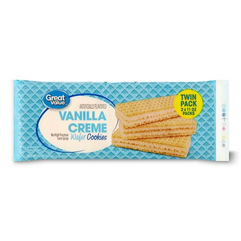 Great Value Vanilla Creme Wafer Cookies Twin Pack, 11 oz, 2 Count