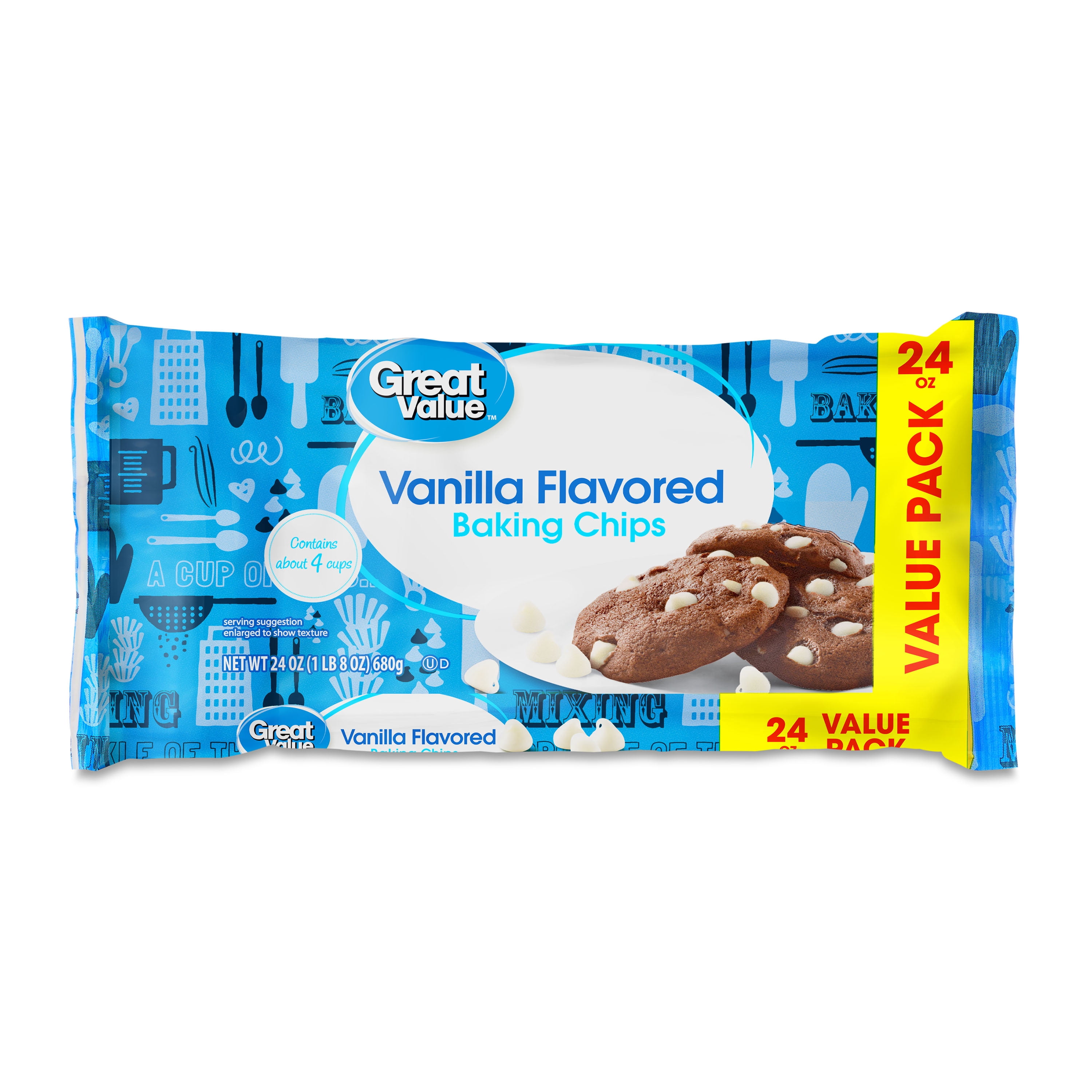 Great Value Vanilla Flavored Baking Chips, 24 oz Bag