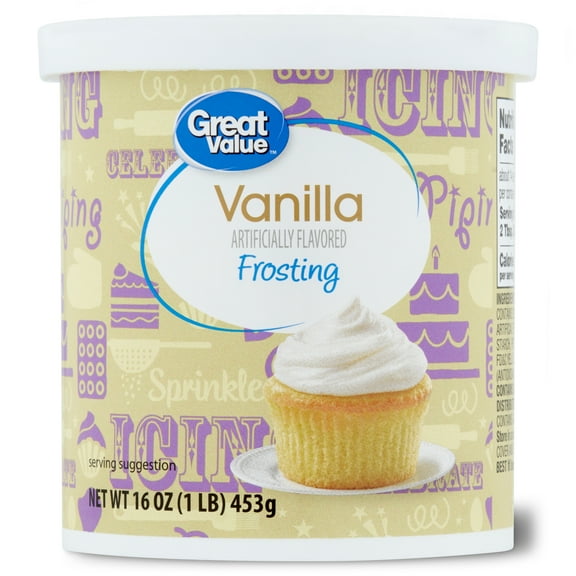 Great Value Vanilla Frosting Tub, White, 16 oz