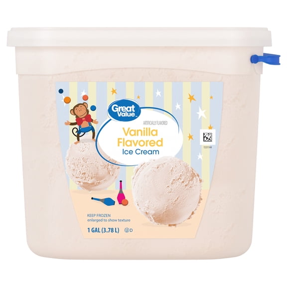 Great Value Vanilla Ice Cream, 128 fl oz Plastic Tub