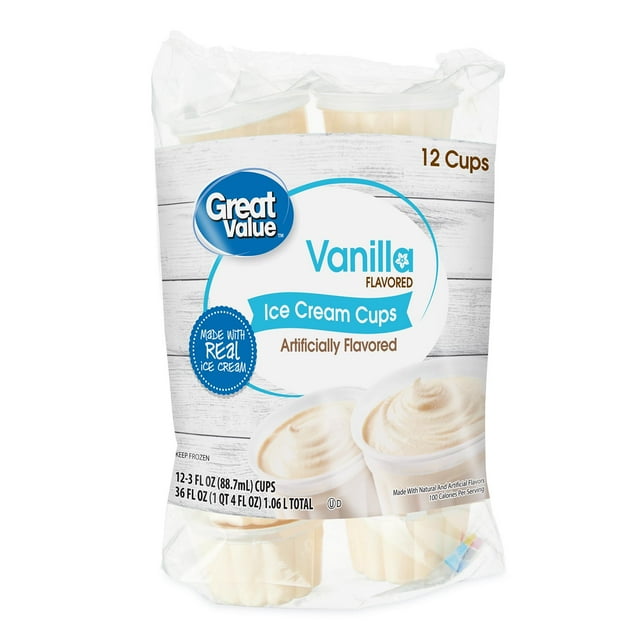 Great Value Vanilla Ice Cream Cups, 3 fl oz, 12 Count - Walmart.com