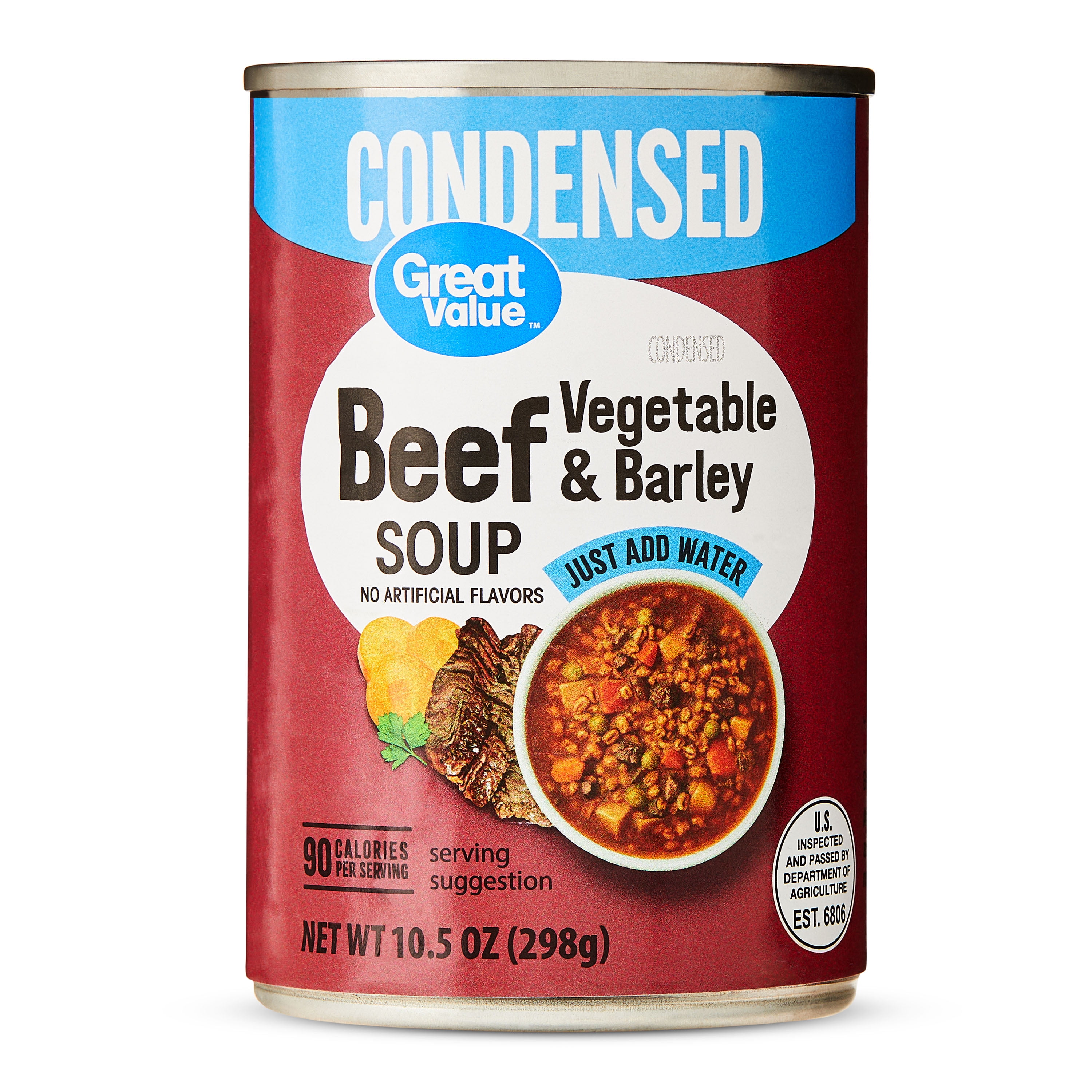 Great Value Vegetable Beef & Barley Condensed Soup, 10.5 oz
