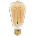 thumbnail image 1 of Great Value Vintage 6.5W LED Edison Light Bulbs, 40W Eqv, Amber Finish, ST19 Filament E26 Base, 4PK, 1 of 8