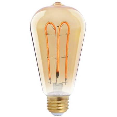 Great Value Vintage 6.5W LED Edison Light Bulbs, 40W Eqv, Amber Finish, ST19 Filament E26 Base, 4PK price history and forecast - Great Value GVST19D6.5W204P