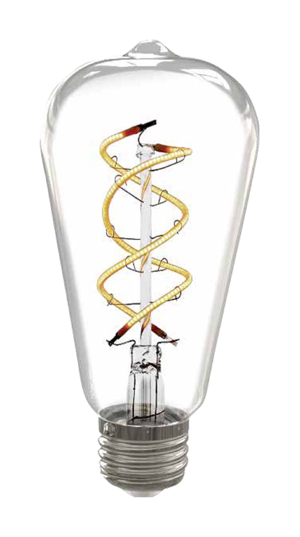 Great Value Vintage 6.5W LED Edison Light Bulbs, 40W Eqv, Clear Glass, ST19 Filament E26 Base, 4PK